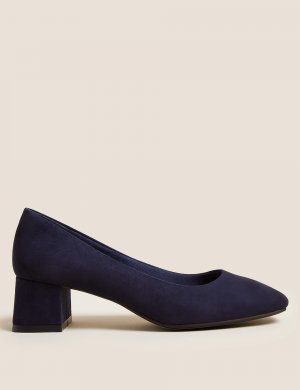 Туфли на широком каблуке с квадратным носком , темно-синий Marks & Spencer
