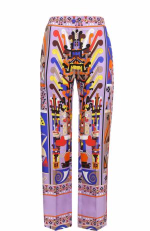 Шелковые брюки прямого кроя с принтом Emilio Pucci. Цвет: лиловый