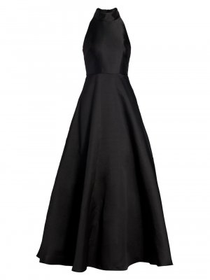 Атласное бальное платье с лямкой на шее , черный ML Monique Lhuillier