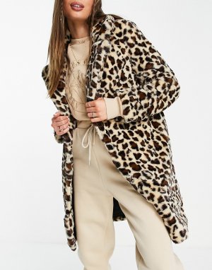 Пальто с леопардовым принтом -Черный цвет NA-KD