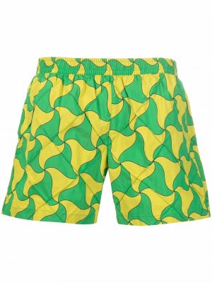 Patterned elasticated swim shorts Bottega Veneta. Цвет: зеленый