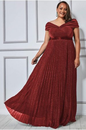 Платье макси с плиссированной юбкой Bardot , красный Goddiva