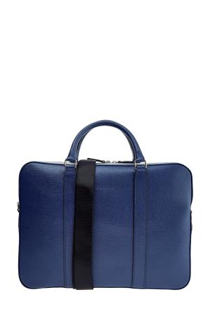 Вместительная сумка из фактурной сафьяновой кожи синего оттенка CANALI. Цвет: синий