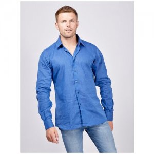 Рубашка льняная с длинными рукавами RU 52-54 / EU 45 XXL Karl Lagerfeld. Цвет: синий