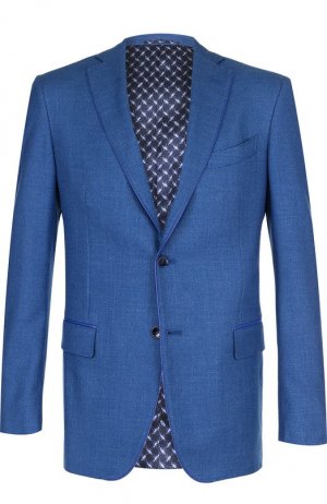 Однобортный пиджак из смеси шерсти и шелка Zilli. Цвет: синий