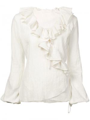 Блузка с оборками Juan Carlos Obando. Цвет: белый