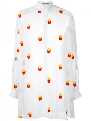 Рубашка с принтом картошки-фри Mikio Sakabe. Цвет: белый