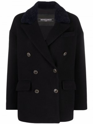 Двубортное пальто строгого кроя Simonetta Ravizza. Цвет: черный