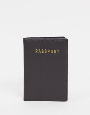 Темно-коричневая кожаная обложка для паспорта -Коричневый ASOS DESIGN