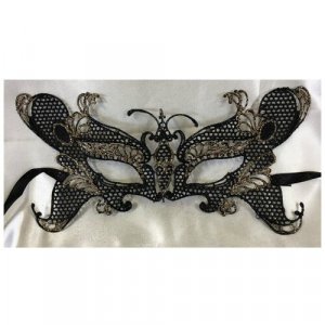Кружевная маска бабочки, черная с золотом (10226) Giacometti. Цвет: черный/золотистый