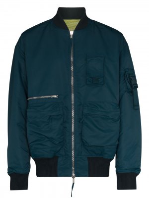 Reversible zip-up bomber jacket Helmut Lang. Цвет: синий