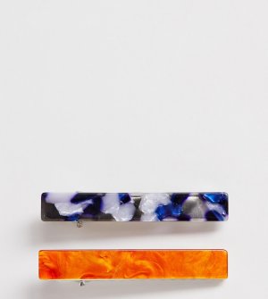 Резиновые заколки для волос (синяя / персиковая) -Мульти DesignB London