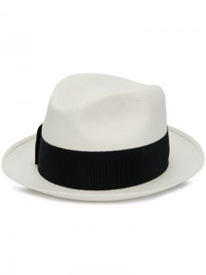 Шляпа с контрастной лентой Prada. Цвет: телесный
