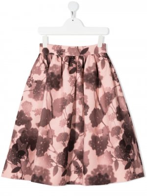 Расклешенная юбка с цветочным принтом Fendi Kids. Цвет: розовый