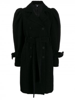 Двубортное пальто с объемными рукавами Wandering. Цвет: черный