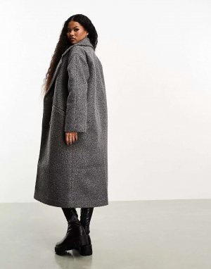 Оверсайз-пальто темно-серого букле ASOS DESIGN Petite. Цвет: серый