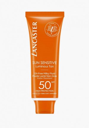 Молочко для лица Lancaster Флюид, Sun Sensitive, Солнцезащитное нежирное, чувствительной кожи, spf50, 50 мл. Цвет: прозрачный
