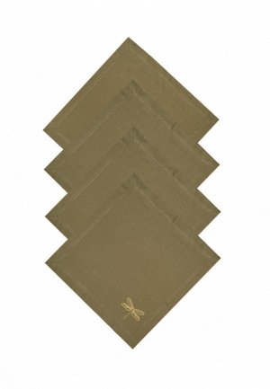 Комплект салфеток сервировочных Bellehome Golden wings, 45х45 см. Цвет: хаки
