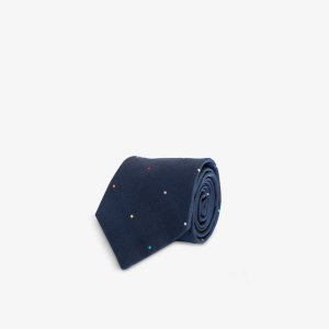 Широкий шелковый галстук с точечной вышивкой , темно-синий Paul Smith