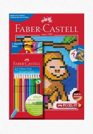 Набор для творчества Faber-Castell Grip, цветные, трехгранные, 12 цв. + раскраска. Цвет: разноцветный