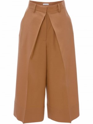 Укороченные широкие брюки со складками JW Anderson. Цвет: коричневый