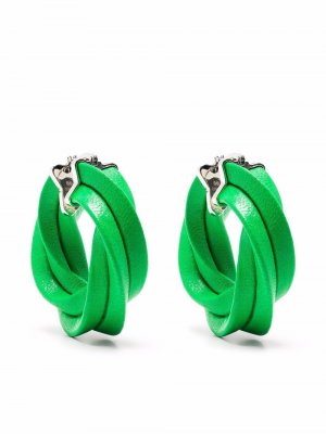 Twisted hoop earrings Bottega Veneta. Цвет: зеленый