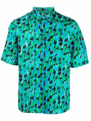 Рубашка с короткими рукавами и абстрактным принтом Salvatore Ferragamo. Цвет: синий