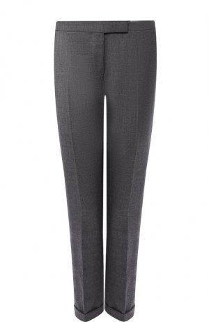 Укороченные шерстяные брюки со стрелками и контрастными лампасами Thom Browne. Цвет: серый
