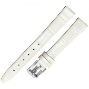 Ремешок 1203-01-1-0 Kroko Белый кожаный ремень 12 мм для часов наручных из натуральной кожи женский матовый крокодил Ardi. Цвет: белый