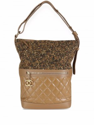 Стеганая сумка-хобо Chanel Pre-Owned. Цвет: коричневый