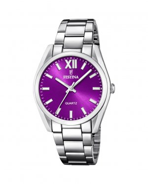 F20622/F Женские часы Boyfriend Alegria со стальным и сиреневым циферблатом , серебро Festina