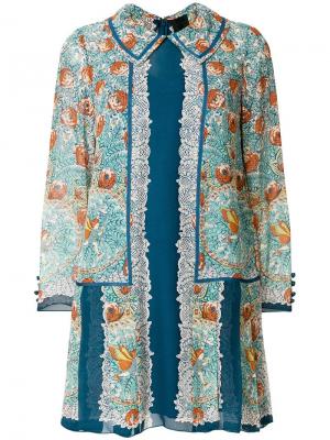Платье-рубашка с цветочным принтом Anna Sui. Цвет: синий