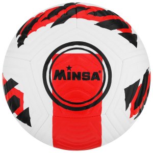 Мяч футбольный minsa, tpe, машинная сшивка,12 панелей, размер 5 MINSA. Цвет: черный, красный, белый