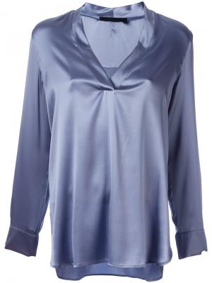 Блузка с V-образным вырезом Les Copains. Цвет: синий