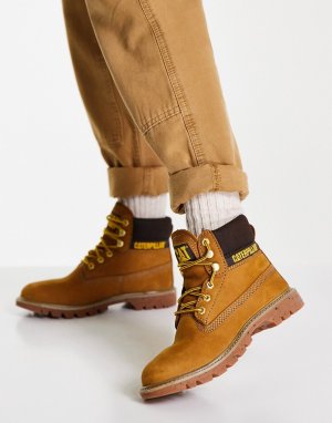 Кожаные ботинки карамельно-коричневого цвета на шнуровке CAT eColorado-Коричневый цвет Footwear