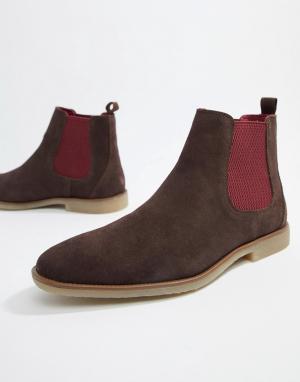 Коричневые ботинки челси Burton Menswear. Цвет: коричневый