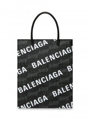 Большой холст и логотип Бб хозяйственной сумки покрытые монограммой , черный Balenciaga