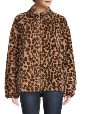 Куртка из искусственного меха с цвет Leopardовым принтом , Leopard Adrienne Landau