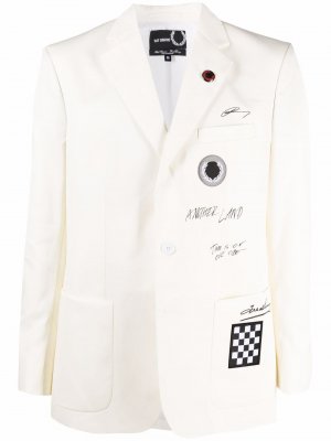Однобортный пиджак с заостренными лацканами Raf Simons X Fred Perry. Цвет: белый