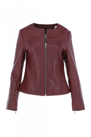 Модная куртка без воротника из натуральной кожи 'Francesca' , красный Ashwood Leather