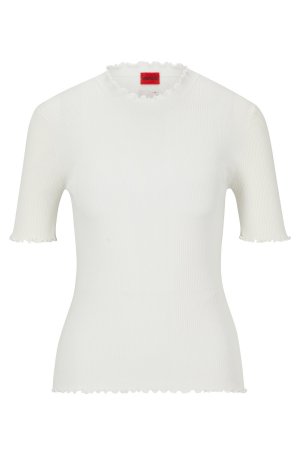 Водолазка Mock-neck With Short Sleeves And Ribbed Structure, белый Hugo