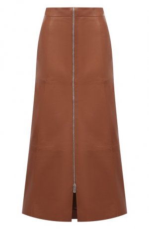 Кожаная юбка DROMe. Цвет: коричневый