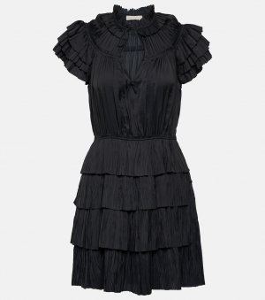Плиссированное атласное мини-платье Vesna ULLA JOHNSON, черный Johnson