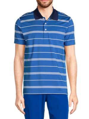 Полосатая рубашка-поло для гольфа с контрастной отделкой , цвет Blue White Brooks Brothers