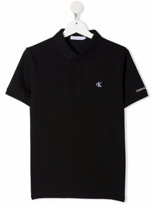 Рубашка поло с вышитым логотипом Calvin Klein Kids. Цвет: черный