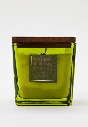 Свеча ароматическая Sofi De Marko Oud and Bergamot, 10x9x9 см. Цвет: зеленый