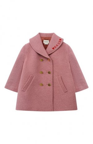 Шерстяное пальто Gucci. Цвет: розовый