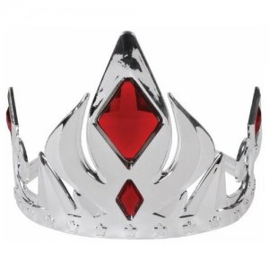 Карнавальная пластиковая корона Король/царь или Королева/царица, серебрянная с рубином Bristol Novelty. Цвет: серебристый/красный