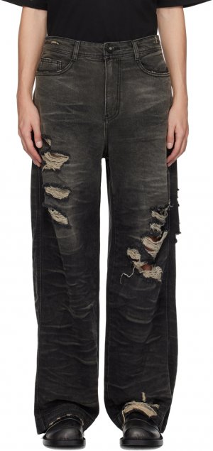 Черные рваные джинсы ADER error
