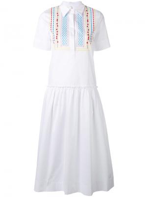 Платье-рубашка с вышивкой Miahatami. Цвет: белый